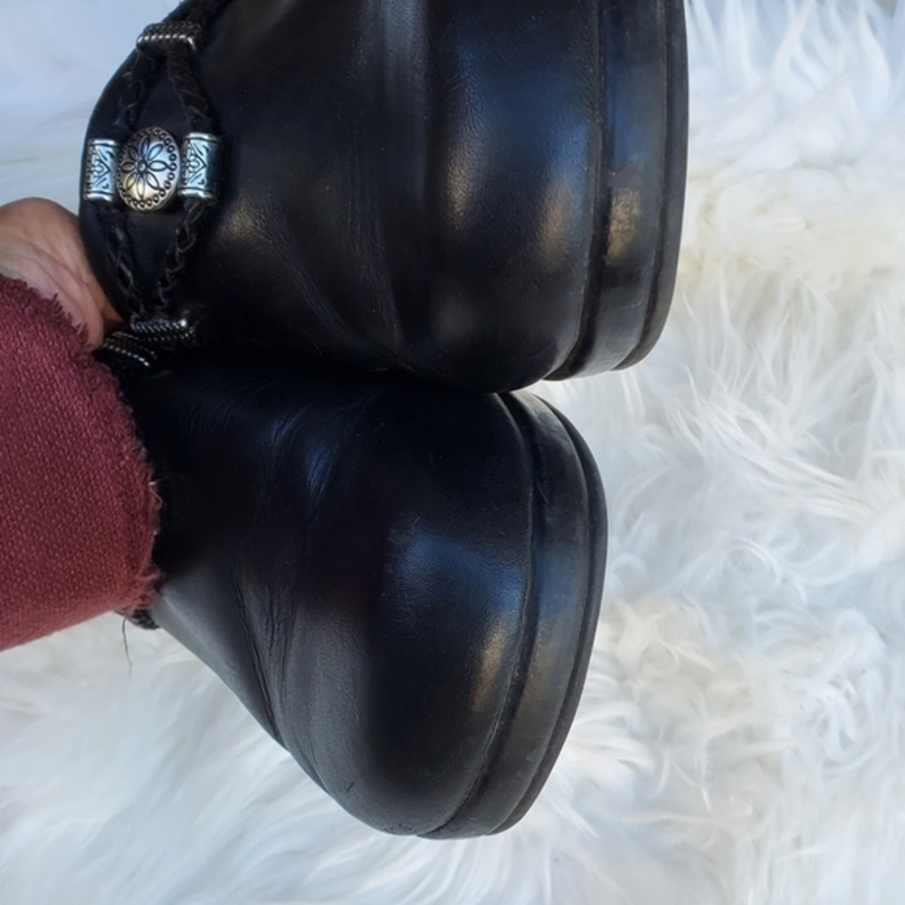 Minnetonka Black Leather Western Clogs 10 - Picture 7 of 7